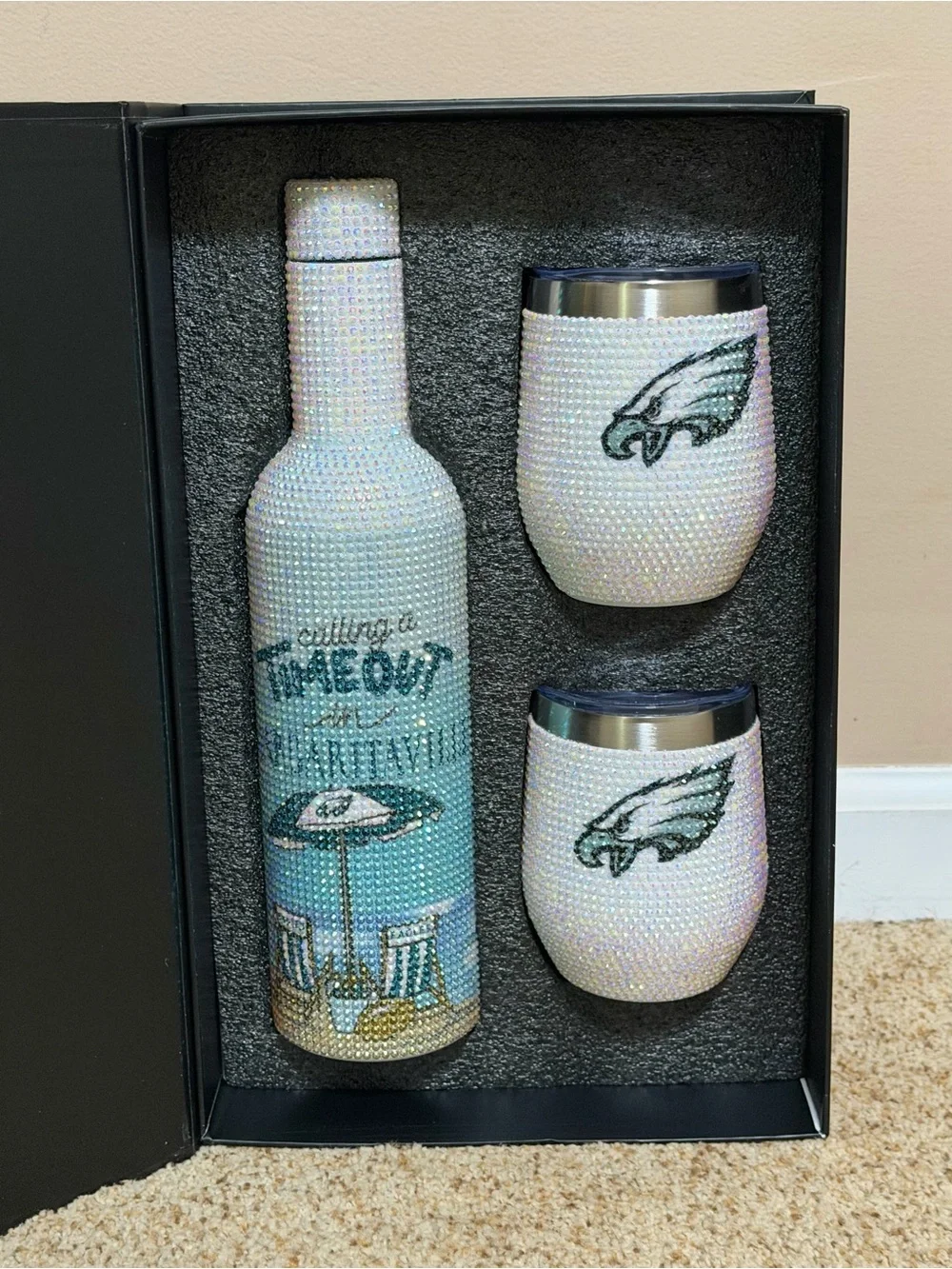 NFL Philadelphia Eagles Wine Bottle Set - Black & White Accents